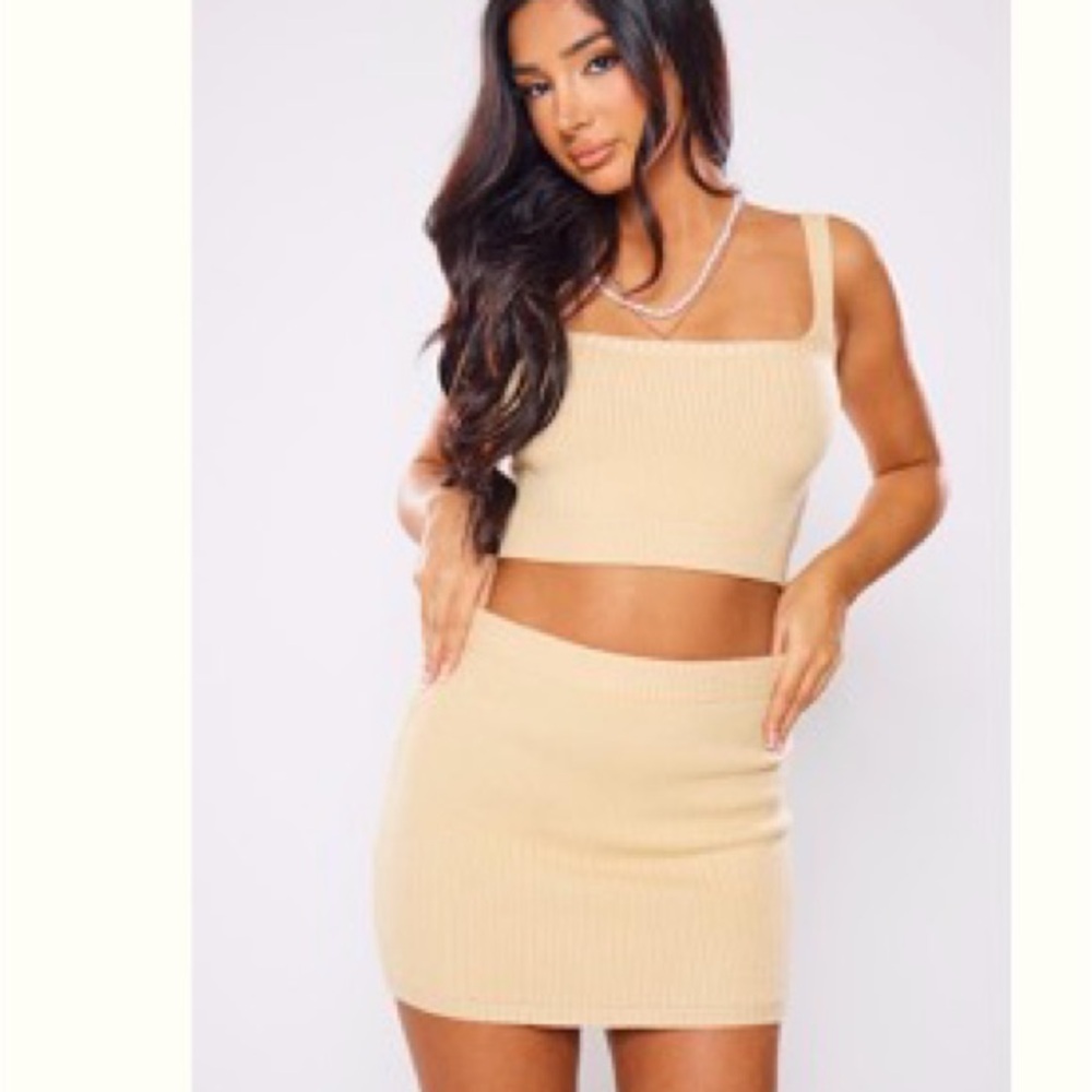 PrettyLittleThing Cream Skirt Set